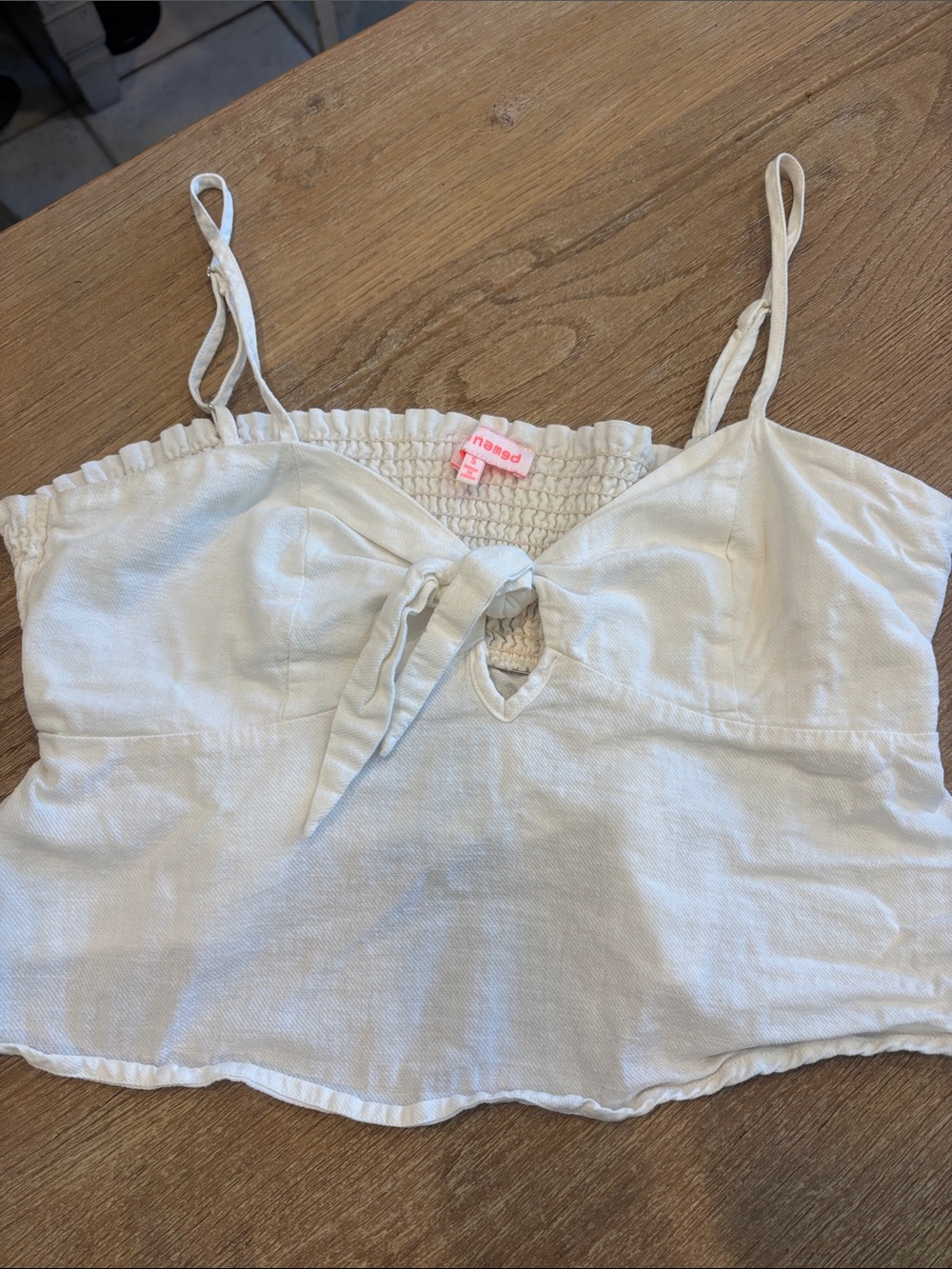 Renamed- White Tie-Front Cropped Cami Top- S